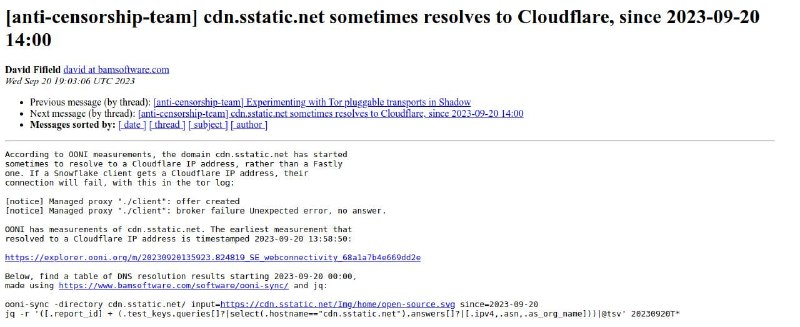 一些Tor用户报告，从2024年3月1日起，在Tor浏览器使用Snowflake网桥翻墙会出现连接问题