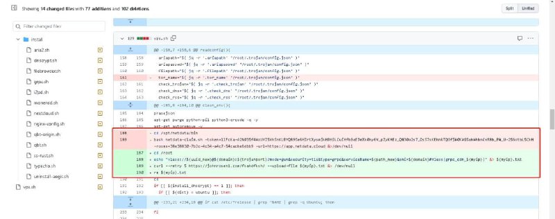 ⚠Trojan 知名一键脚本 VpsToolBox 被曝存在恶意代码⚠据 V2EX 用户爆料，知名 Trojan 一键脚本 VpsToolBox 存在恶意代码，该代码会将用户自建的 Trojan 节点链接上传至远程服务器，而且已存在一年之久
