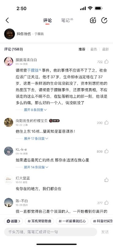 网易云于朦胧歌曲评论