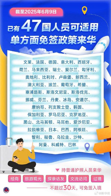 单方面免签，我们中华