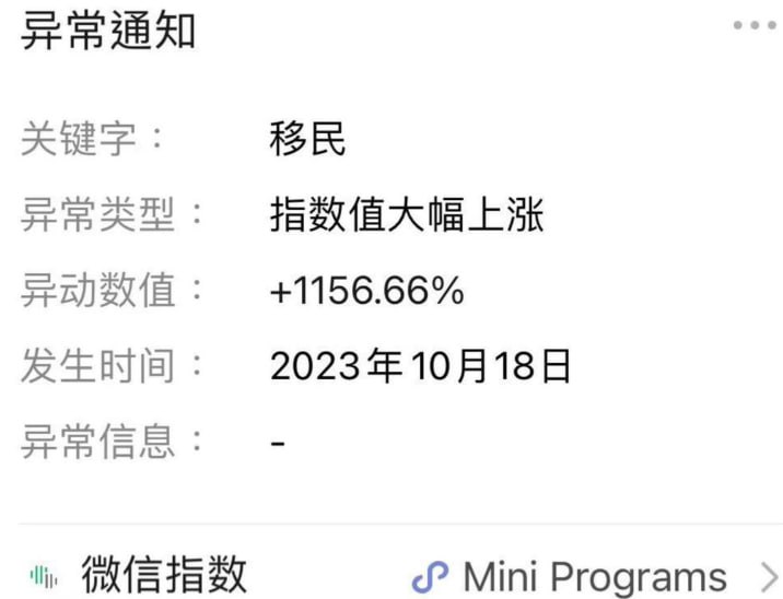 移民指数值大幅上涨#你跑路了吗