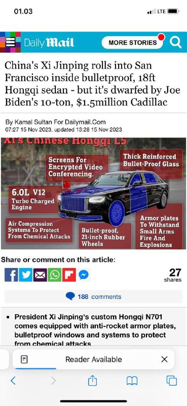 🐷乘坐防弹红旗轿车访问美国并会见美国总统拜登，参加亚太经合组织峰会