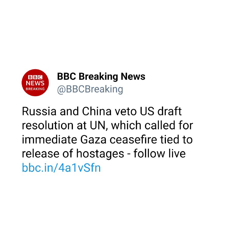 俄中否决了美国的呼吁加沙停火并释放人质的决议草案