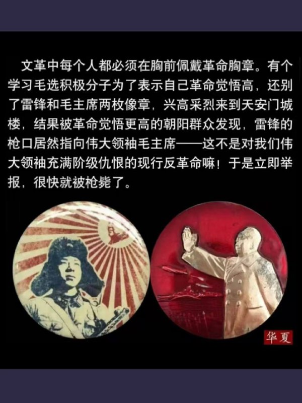 文革中每个人都必须在胸前佩戴革命胸章