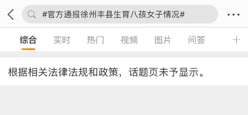 据方舟子收到的消息，“徐州”在某文学网站成了敏感词，“董集”附近公路在地图上被模糊掉，最初的微博话题“官方通报徐州丰县生育八孩女子情况”也被屏蔽