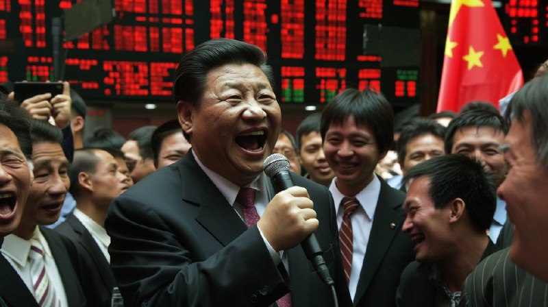 習近平總書記親臨交易所大講金融段子，整個股市都洋溢著樂觀向上的氛圍 @变态辣椒By