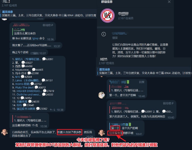 粉紅利用BOT視監各大群組By