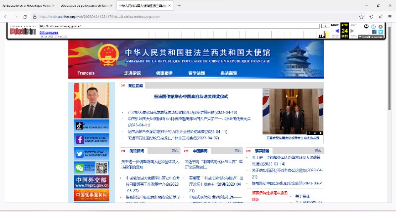 中国驻法大使馆在法文版网站【网页快照】上发表了一篇声明【网页快照】，表示卢沙野的话只是个人意见，不能代表中国的外交政策