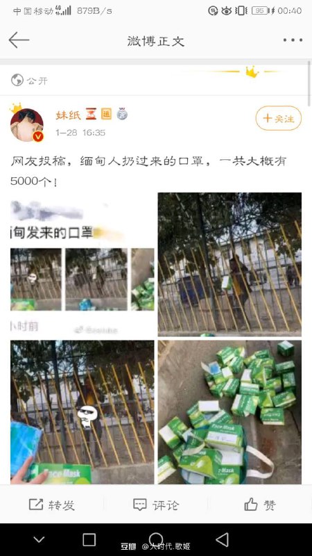 手足投稿翻出来这张截屏，2020年1月底，正是海外华人为了支持祖国抗疫四处顶着白眼和嫌弃买口罩寄口罩的时候