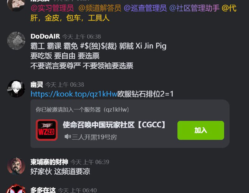 感谢kook这么自由的软件，冲浪多年第一次在墙内打出习近平大名（补档）投稿By