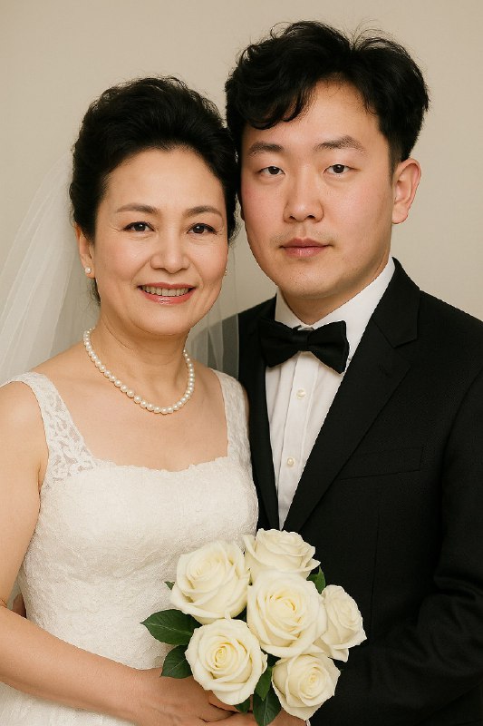 彭丽媛与李老师结婚照
