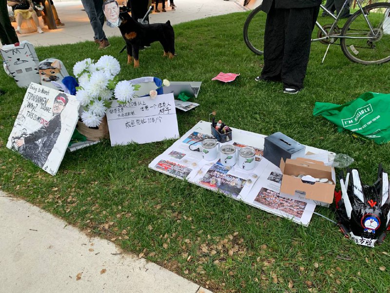 多伦多大学内的64纪念活动，我们在这个展位义卖指甲油涂的坦克人杯子，所有收入都会捐掉，方脸也在帮忙上色，今年反响很好卖出了一大半，欢迎明年继续光顾👀众筹反共，冲鸭👤 来自