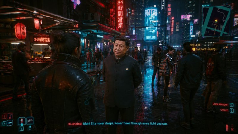 习近平出现在赛博朋克如果主席在游戏里面，你会与他在夜之城一起战斗，还是结为世仇？习近平出现在赛博朋克如果主席在游戏里面，你会与他在夜之城一起战斗，还是结为世仇？