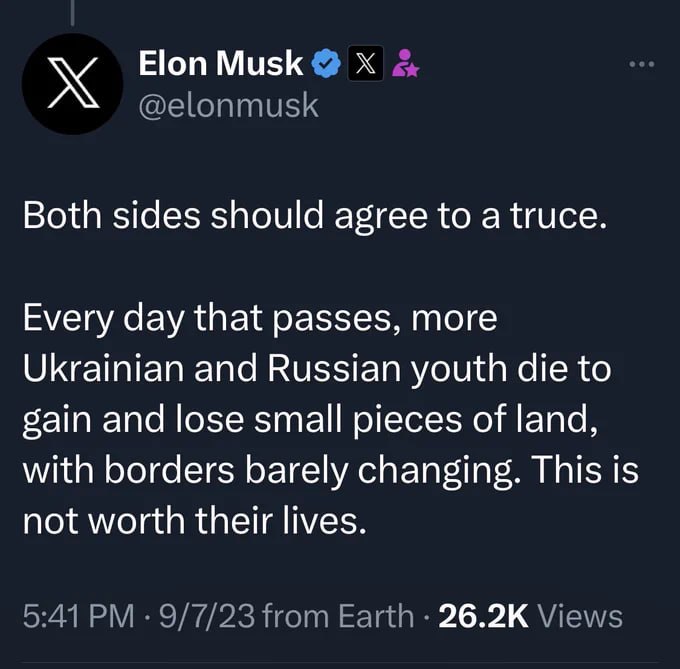 马斯克得到俄罗斯二号人物的表扬（图2），以及乌克兰方面的谴责（图1），马斯克试图解释这一点