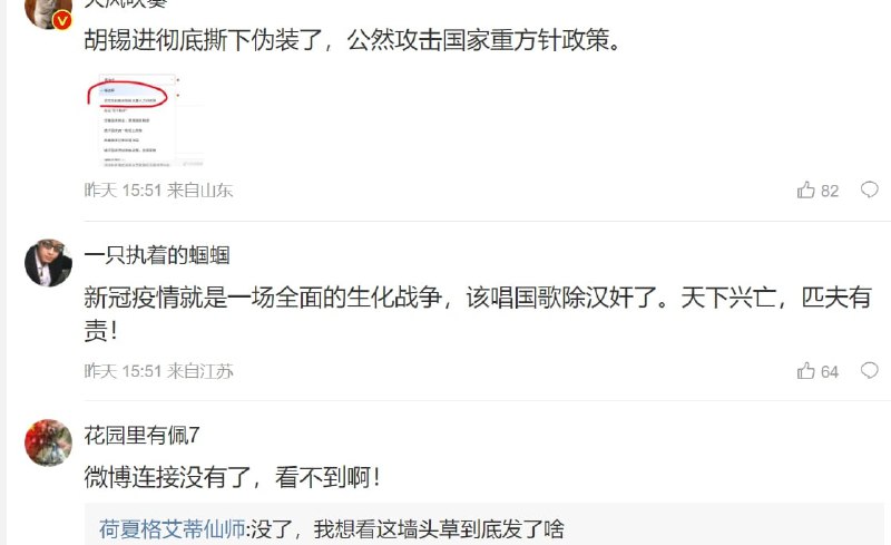 胡锡进惨遭小粉红举报#别看你今天闹得欢投稿By