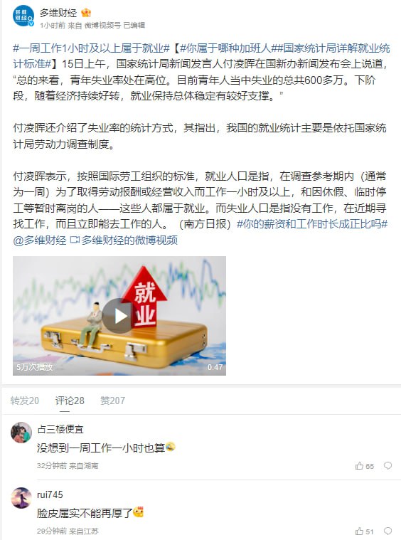 搞毛线，就这样还能计算出20%失业率，中国人实在是太抗压了