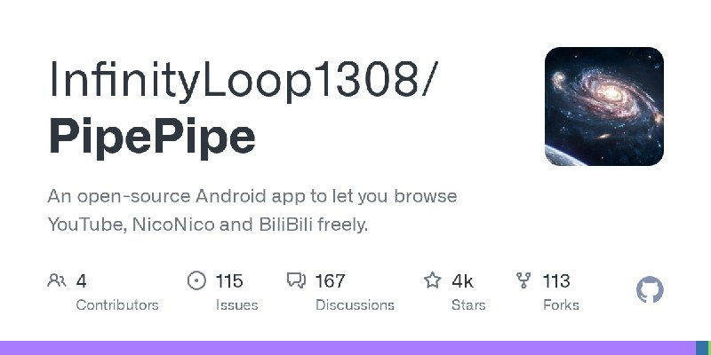 GitHub - InfinityLoop1308/PipePipe: An open-source Android app to let you browse YouTube, NicoNico and BiliBili freely.