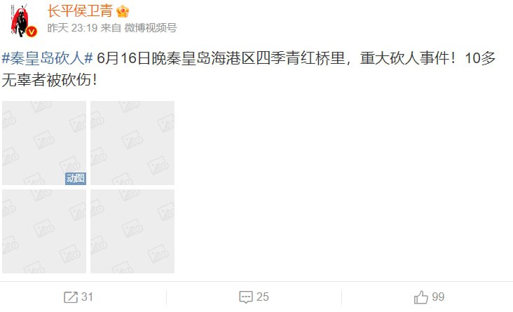 本年度，第一例大型🔪类献忠事件