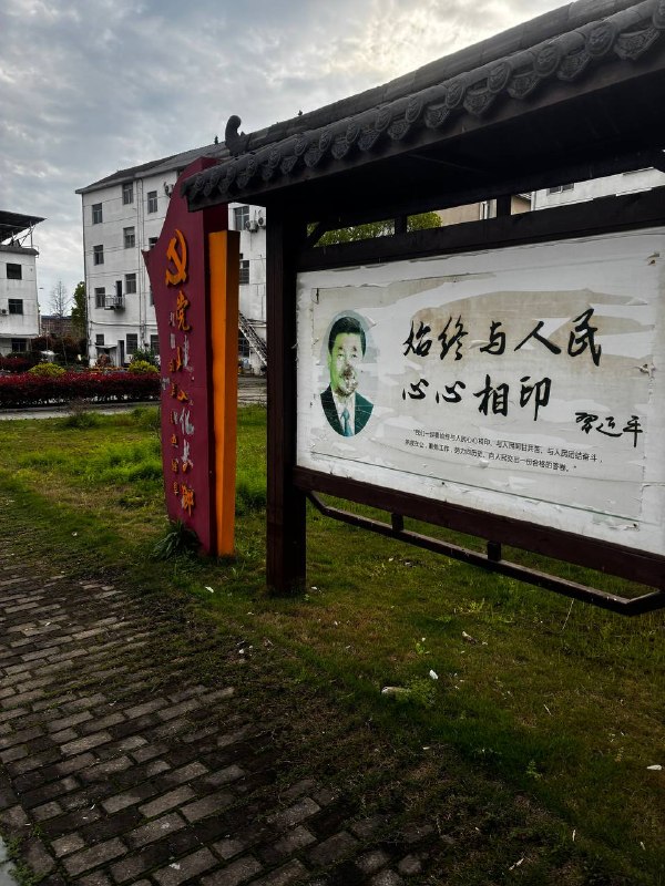浙江某地村广场，习近平照片被涂鸦浙江某地村广场，习近平照片被涂鸦