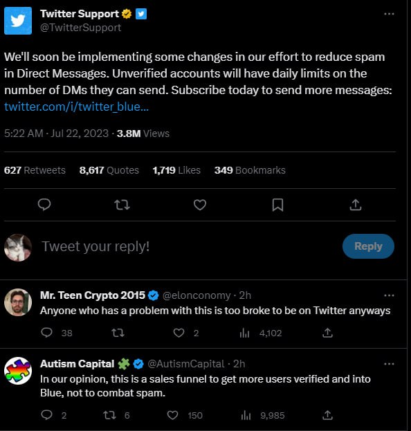 未购买蓝V的账户将对发送私信的数量设定每日限制