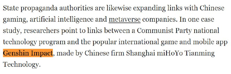 《华盛顿邮报》引述了一篇报告，指出北京政府控制的宣传部门正在与中国科技公司建立联系，旨在针对性收集外国用户数据，来支援假信息宣传活动和对其他国家的外宣工作