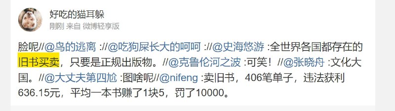 在中国网上卖旧书 会遭受严格的处罚投稿By