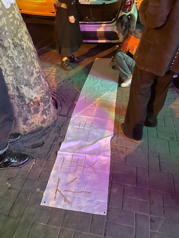 上海女生街头拉起“不要……要……”横幅By