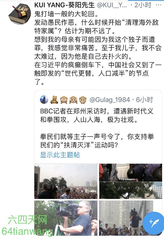  王晶（六四天网义工） (Twitter)河南洪灾死难者数字未明 中共发挥特长洗脑转移民众注意力 