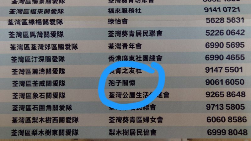 香港爱国外港荃湾区关爱队名单By