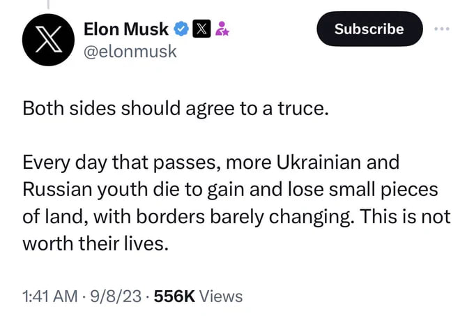 马斯克得到俄罗斯二号人物的表扬（图2），以及乌克兰方面的谴责（图1），马斯克试图解释这一点