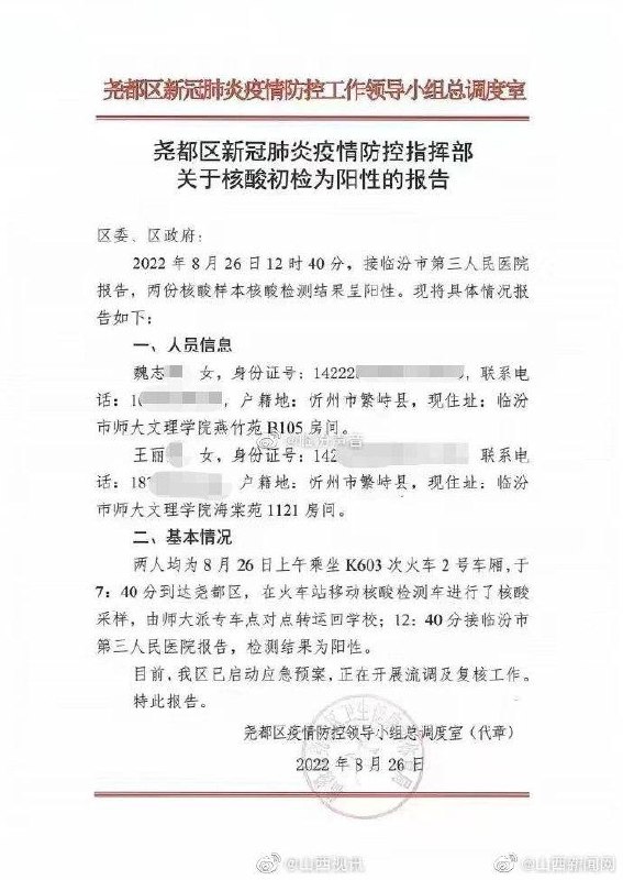 感受一下被人民政府开盒的关怀（这两个女孩复检阴性，但信息就这么被全网看到了）By