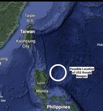 [突發事件——據報導，羅納德·裡根號航空母艦已進入菲律賓海，目前就在馬尼拉海岸附近