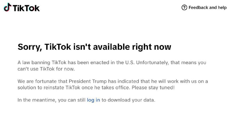 TikTok今日在美国已无法使用，根据这个公告，字节跳动还试图靠继任的特朗普政府解除该禁令By