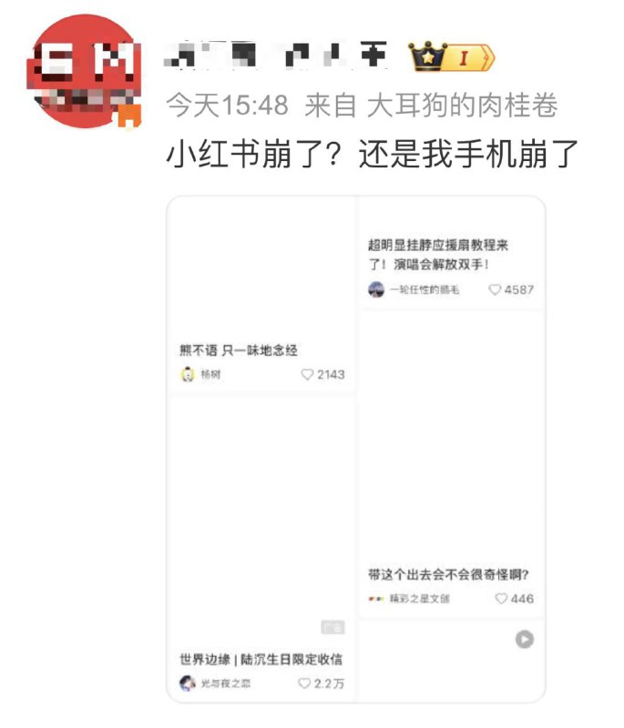 小红书崩了！疑似官方发现白皮冲塔严重紧急关掉服务器更新投稿By