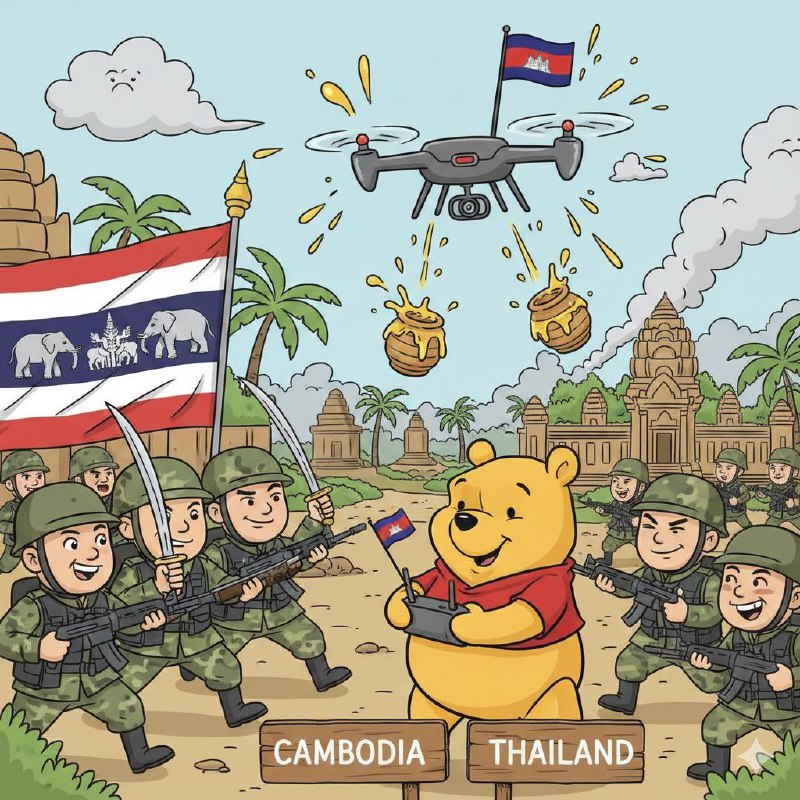 “好好学习才是根本”“斩首邪教头子吧”“白眉腰总一定要给他一颗，感谢泰国”因为柬泰战争出现第三方军队势力，美国批准向泰国出售精确制导武器，得知消息的中国网民欢欣鼓舞