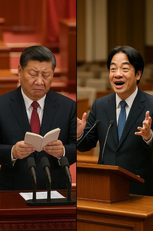 中国主席习包子演讲vs台湾主席赖清德演讲习近平最爱拿着小本本演讲了赖清德演讲就和她完全反一个皱眉苦脸演讲一个慷慨演讲👤 来自