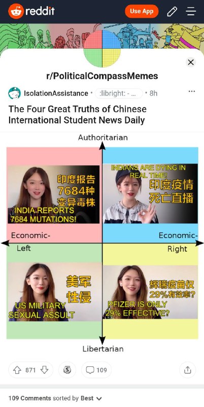 好消息！好消息！据说人在美国🇺🇸的名ji留学生日报锌铜小姐姐成功用她的美色吸引了一大批老外铑铯铍粉丝！目前她在reddit的帖子人气高涨，点赞数近千，即将出道成为全人类命运共同体的偶像！传送门🚪