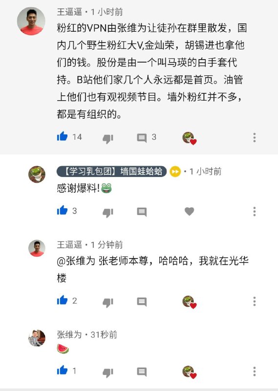 评论区里关于观察者网、国师张维为以及小粉红蛆窝的爆料评论区里关于观察者网、国师张维为以及小粉红蛆窝的爆料