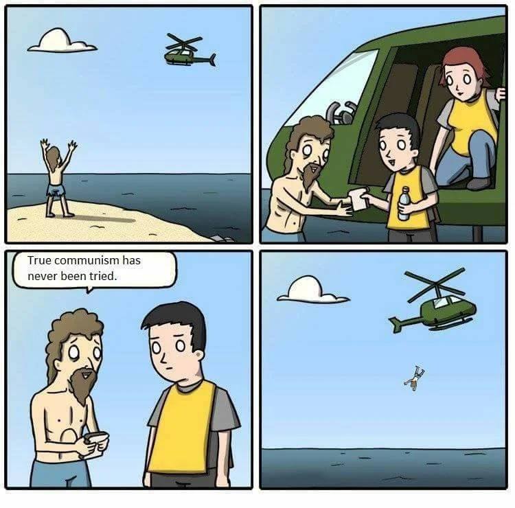 困居在荒岛数月的共产党人对路过搭救他的直升机驾驶员说