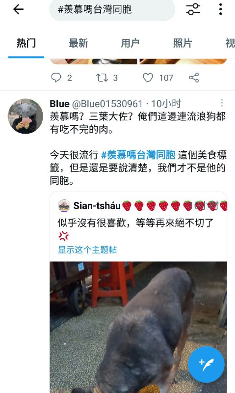 三葉大佐讓台推圈現在都在用#羨慕嗎台灣同胞 貼食物，真是神奇的結果