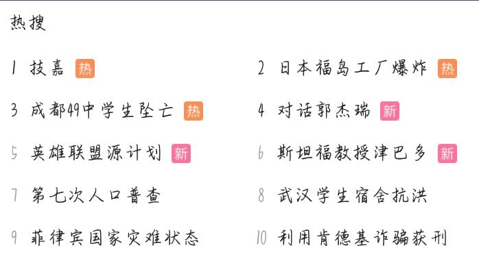 使用了一名高中生坠楼来直接占满资源压住人口普查造大假和阻止别的爆出来的事情,居然再使用了4条热搜来再压一层,这两面包夹的可不止一些支仕,明明是夹了一层楼高的馅料啊