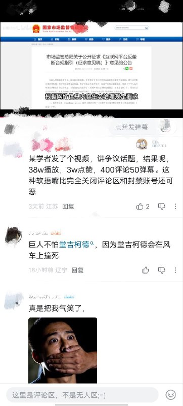 b站一条讨论封禁账号和禁言的视频下涌现出各种阴阳