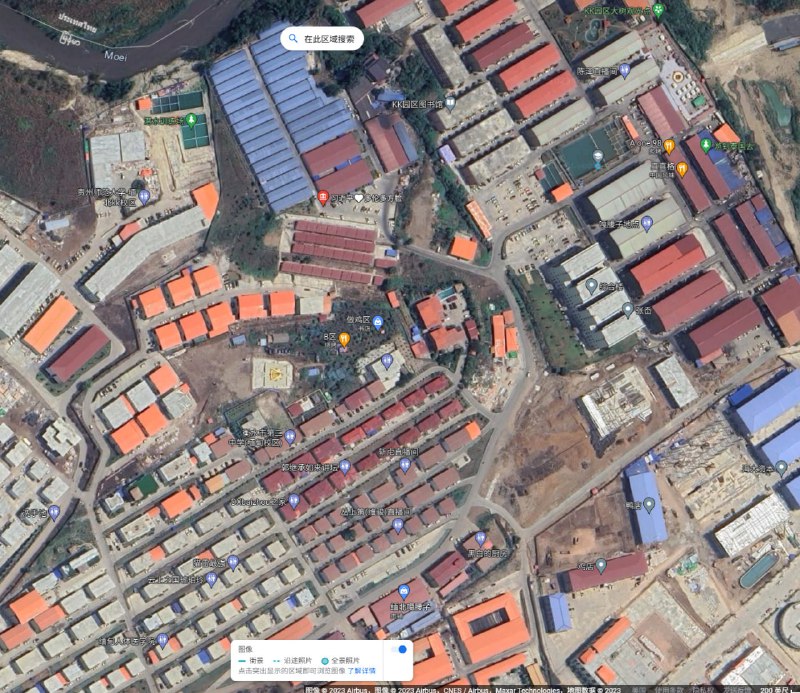 Google地图上逆天的地名标注，这个区域是臭名昭著的缅甸诈骗园区KK园区所在地