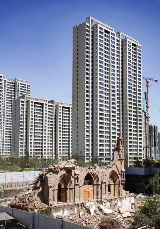 建于清代的山西太原北韩村天主教堂，遭中共强拆