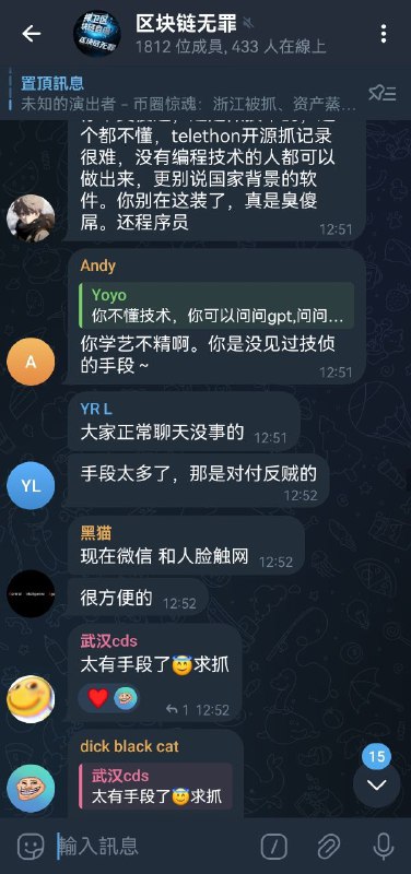 那个炒币被抓的人组的电报维权群，这是群里人的发言，还在幻想只要自己爱国爱党不反华反共就不会有事，如何评价？👤 来自