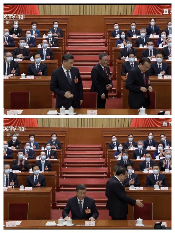 握手环节，莉可酱以为要把位子让给李强坐By